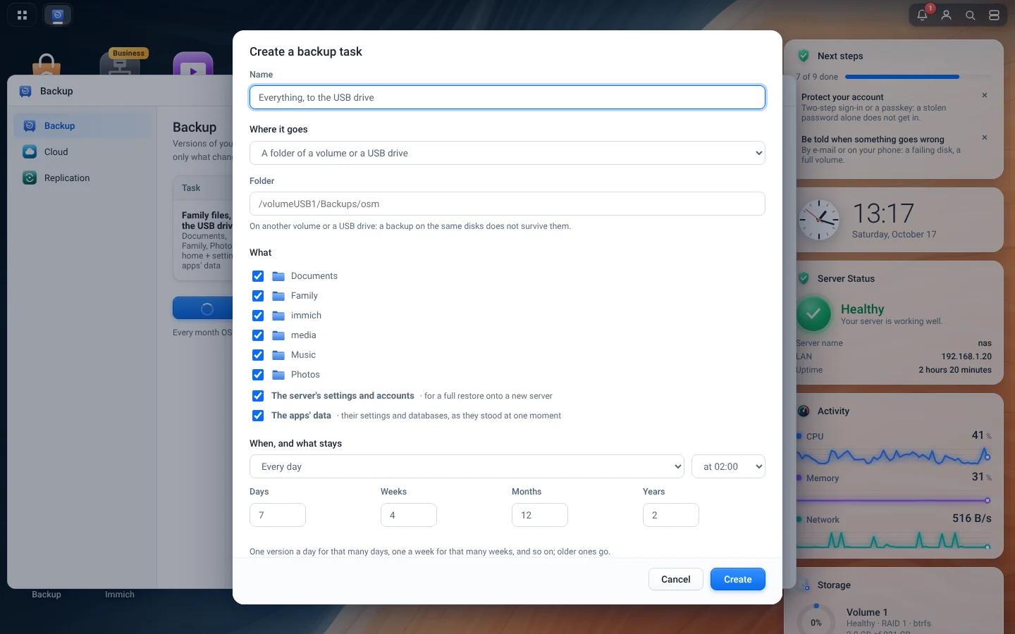 A new backup task