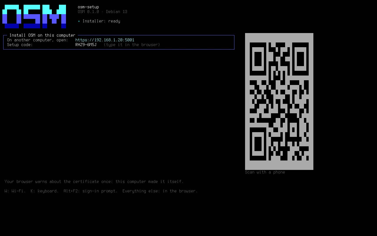 The server's own screen