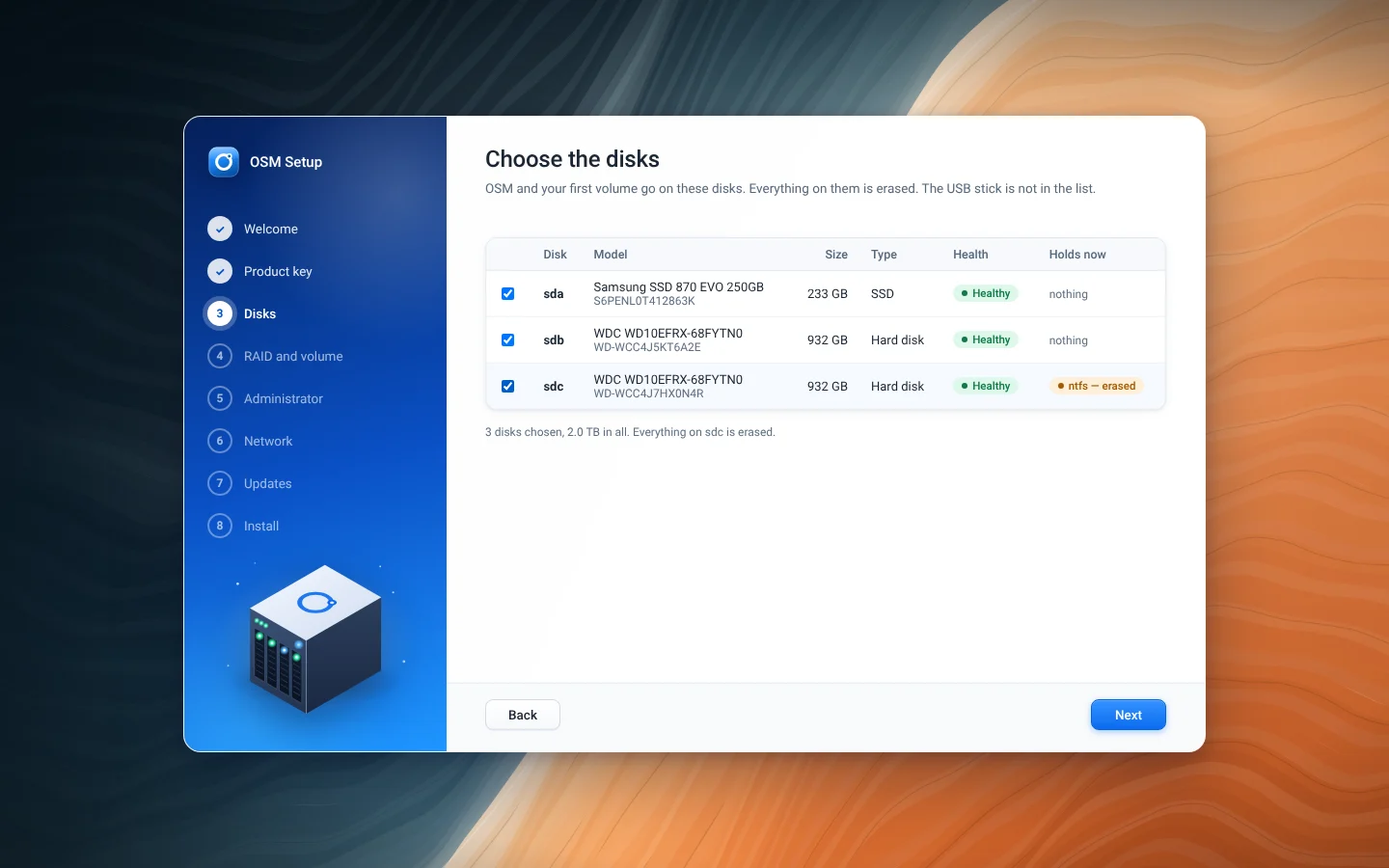 Choosing the disks